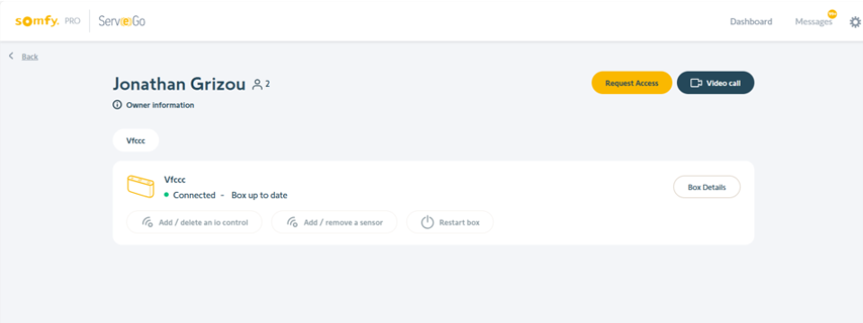 O número de proprietários num hub de TaHoma é agora visível no Serv-e-Go